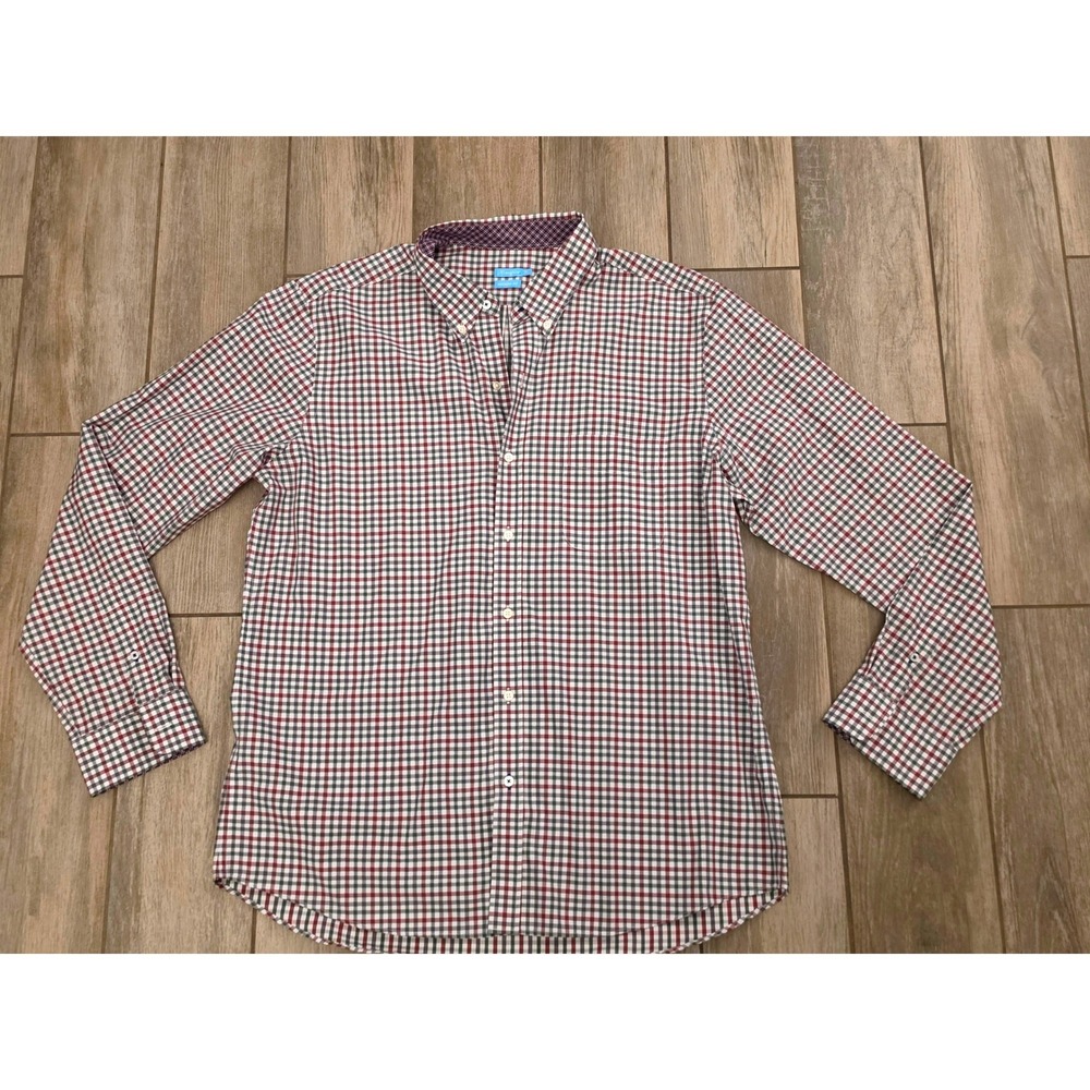 J.McLaughlin Mens XL Modern Fit Button Down Shirt Cotton Multi Check Long Sleeve